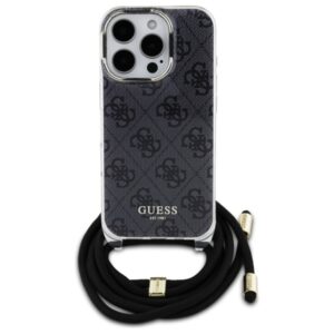 Guess GUHCP16LHC4SEK Apple iPhone 16 Pro 6.3" juodos spalvos kietas dėklas Crossbody Cord 4G Print - Image 2