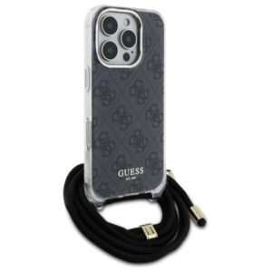Guess GUHCP16LHC4SEK Apple iPhone 16 Pro 6.3" juodos spalvos kietas dėklas Crossbody Cord 4G Print - Image 3