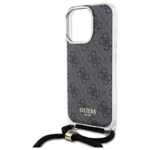 Guess GUHCP16LHC4SEK Apple iPhone 16 Pro 6.3" juodos spalvos kietas dėklas Crossbody Cord 4G Print - Image 5
