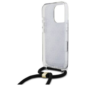 Guess GUHCP16LHC4SEK Apple iPhone 16 Pro 6.3" juodos spalvos kietas dėklas Crossbody Cord 4G Print - Image 6