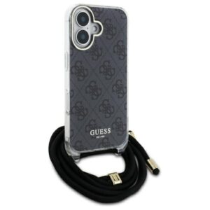 Guess GUHCP16LHC4SEK Apple iPhone 16 Pro 6.3" juodos spalvos kietas dėklas Crossbody Cord 4G Print - Image 7
