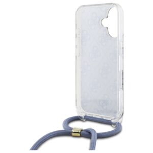 Guess GUHCP16SHC4SEB Apple iPhone 16 6.1" blue kietas dėklas Crossbody Cord 4G Print - Image 6