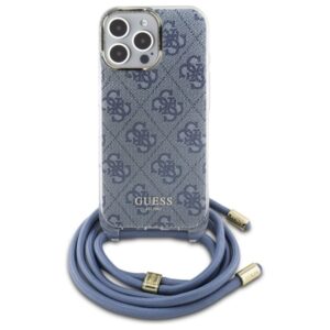Guess GUHCP16XHC4SEB Apple iPhone 16 Pro Max 6.9" blue kietas dėklas Crossbody Cord 4G Print - Image 2