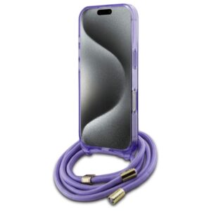 Guess GUHMP16XHCTSGNSU Apple iPhone 16 Pro Max 6.9" violetinės spalvos kietas dėklas Crossbody Cord Script MagSaf - Image 4