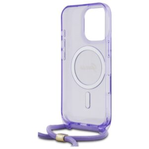 Guess GUHMP16XHCTSGNSU Apple iPhone 16 Pro Max 6.9" violetinės spalvos kietas dėklas Crossbody Cord Script MagSaf - Image 6