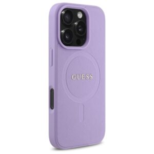Guess GUHMP16LPSAHMCU Apple iPhone 16 Pro 6.3" violetinės spalvos kietas dėklas Saffiano MagSafe - Image 4