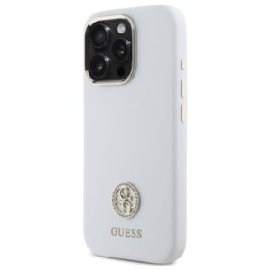 Guess GUHCP16LM4DGPH Apple iPhone 16 Pro 6.3" baltos spalvos kietas dėklas Silicone Logo Strass 4G - Image 2