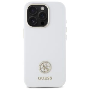 Guess GUHCP16LM4DGPH Apple iPhone 16 Pro 6.3" baltos spalvos kietas dėklas Silicone Logo Strass 4G - Image 3