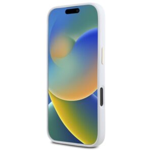 Guess GUHCP16LM4DGPH Apple iPhone 16 Pro 6.3" baltos spalvos kietas dėklas Silicone Logo Strass 4G - Image 5