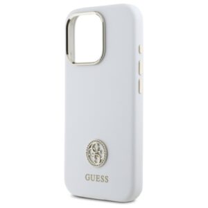 Guess GUHCP16LM4DGPH Apple iPhone 16 Pro 6.3" baltos spalvos kietas dėklas Silicone Logo Strass 4G - Image 6