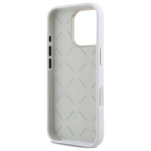 Guess GUHCP16LM4DGPH Apple iPhone 16 Pro 6.3" baltos spalvos kietas dėklas Silicone Logo Strass 4G - Image 7