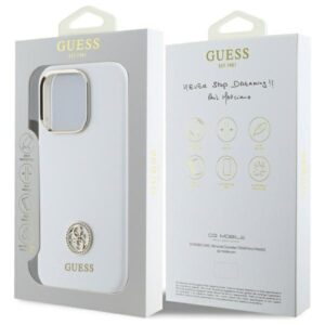 Guess GUHCP16LM4DGPH Apple iPhone 16 Pro 6.3" baltos spalvos kietas dėklas Silicone Logo Strass 4G - Image 8
