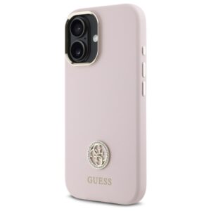 Guess GUHCP16SM4DGPP Apple iPhone 16 6.1" rožinės spalvos kietas dėklas Silicone Logo Strass 4G - Image 2