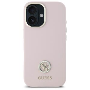 Guess GUHCP16SM4DGPP Apple iPhone 16 6.1" rožinės spalvos kietas dėklas Silicone Logo Strass 4G - Image 3