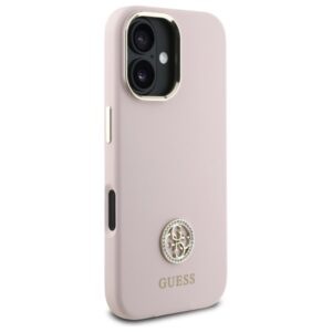 Guess GUHCP16SM4DGPP Apple iPhone 16 6.1" rožinės spalvos kietas dėklas Silicone Logo Strass 4G - Image 4