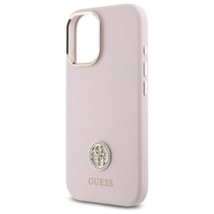 Guess GUHCP16SM4DGPP Apple iPhone 16 6.1" rožinės spalvos kietas dėklas Silicone Logo Strass 4G - Image 6