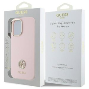 Guess GUHCP16SM4DGPP Apple iPhone 16 6.1" rožinės spalvos kietas dėklas Silicone Logo Strass 4G - Image 8
