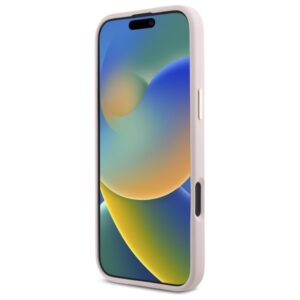 Guess GUHCP16SSMBSLP Apple iPhone 16 6.1" rožinės spalvos kietas dėklas Silicone Script Metal Logo & Frame - Image 5