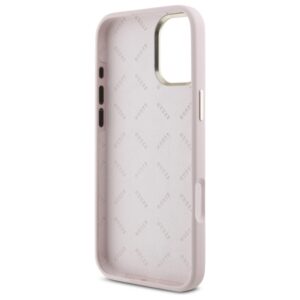Guess GUHCP16SSMBSLP Apple iPhone 16 6.1" rožinės spalvos kietas dėklas Silicone Script Metal Logo & Frame - Image 7