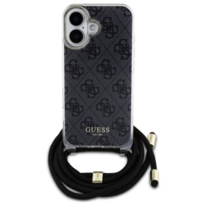 Guess GUHCP16SHC4SEK Apple iPhone 16 6.1" juodos spalvos kietas dėklas Crossbody Cord 4G Print - Image 2