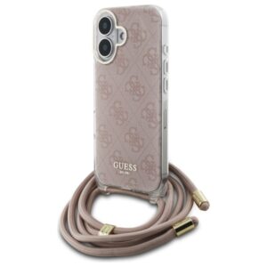 Guess GUHCP16SHC4SEP Apple iPhone 16 6.1" rožinės spalvos kietas dėklas Crossbody Cord 4G Print - Image 2