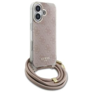 Guess GUHCP16SHC4SEP Apple iPhone 16 6.1" rožinės spalvos kietas dėklas Crossbody Cord 4G Print - Image 3