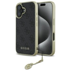 Guess GUHCP16SGF4GGR Apple iPhone 16 6.1" juodos spalvos kietas dėklas 4G Charms Collection