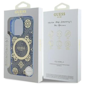 Guess GUHMP16XH4PYEEB Apple iPhone 16 Pro Max 6.9" blue kietas dėklas IML Peony On 4G Background Magsafe - Image 8