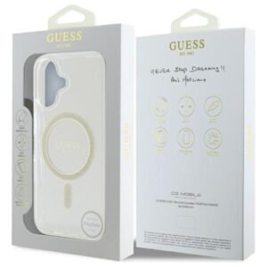 Guess GUHMP16MHFGERET Apple iPhone 16 Plus 6.7" skaidrus kietas dėklas IML Glitter Circle - Image 8