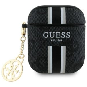 Guess GUA2P4RPSK AirPods 1/2 dėklas juodos spalvos 4G Printed Stripes Charm - Image 1
