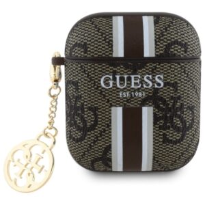 Guess GUA2P4RPSW AirPods 1/2 dėklas rudos spalvos 4G Printed Stripes Charm - Image 1