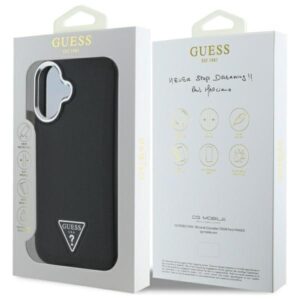 Guess GUHMP16MPGTSPSK Apple iPhone 16 Plus 6.7" juodos spalvos kietas dėklas Grained Triangle MagSafe - Image 8