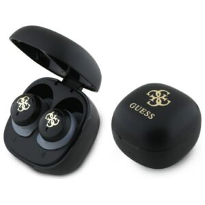Guess Bluetooth ausinės GUTWSJ144ESK TWS + docking station juodos spalvos Iridescent 4G Printed Logo