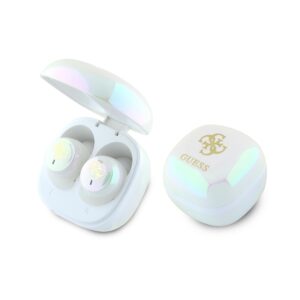 Guess Bluetooth ausinės GUTWSJ144ESH TWS + docking station baltos spalvos Iridescent 4G Printed Logo - Image 1