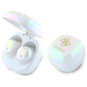 Guess Bluetooth ausinės GUTWSJ144ESH TWS + docking station baltos spalvos Iridescent 4G Printed Logo - Image 2