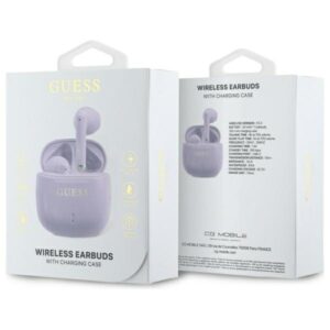 Guess Bluetooth ausinės GUTWSJ14ESGU TWS + docking station purple Printed Classic Logo - Image 4