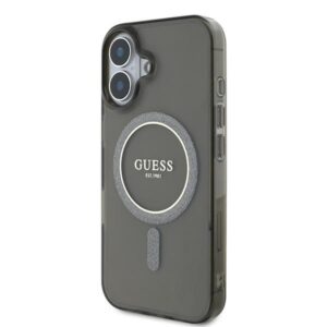 Guess GUHMP16MHFGEREK Apple iPhone 16 Plus 6.7" juodos spalvos kietas dėklas IML Glitter Circle MagSafe - Image 2
