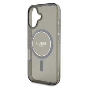 Guess GUHMP16MHFGEREK Apple iPhone 16 Plus 6.7" juodos spalvos kietas dėklas IML Glitter Circle MagSafe - Image 6