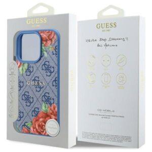 Guess GUHMP16LP4ROPEMCB Apple iPhone 16 Pro 6.3" blue kietas dėklas 4G Flowers Print MagSafe - Image 8