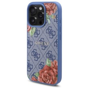 Guess GUHMP16XP4ROPEMCB Apple iPhone 16 Pro Max 6.9" blue kietas dėklas 4G Flowers Print MagSafe - Image 2