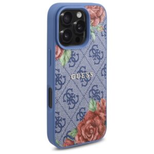 Guess GUHMP16XP4ROPEMCB Apple iPhone 16 Pro Max 6.9" blue kietas dėklas 4G Flowers Print MagSafe - Image 4