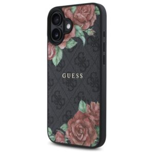 Guess GUHMP16SP4ROPEMCK Apple iPhone 16 6.1" juodos spalvos kietas dėklas 4G Flowers Print MagSafe - Image 2