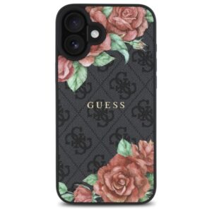 Guess GUHMP16SP4ROPEMCK Apple iPhone 16 6.1" juodos spalvos kietas dėklas 4G Flowers Print MagSafe - Image 3