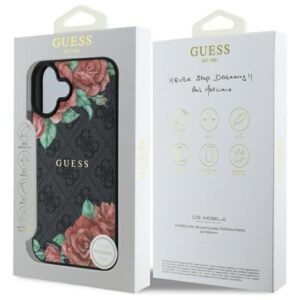 Guess GUHMP16SP4ROPEMCK Apple iPhone 16 6.1" juodos spalvos kietas dėklas 4G Flowers Print MagSafe - Image 8