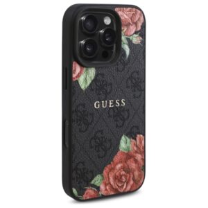 Guess GUHMP16XP4ROPEMCK Apple iPhone 16 Pro Max 6.9" juodos spalvos kietas dėklas 4G Flowers Print MagSafe - Image 4