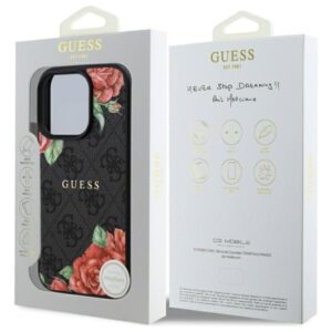 Guess GUHMP16XP4ROPEMCK Apple iPhone 16 Pro Max 6.9" juodos spalvos kietas dėklas 4G Flowers Print MagSafe - Image 8