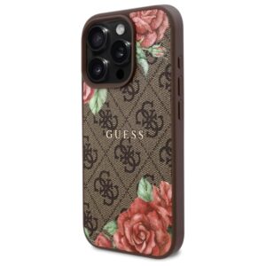 Guess GUHMP16XP4ROPEMCW Apple iPhone 16 Pro Max 6.9" rudos spalvos kietas dėklas 4G Flowers Print MagSafe - Image 2