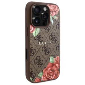 Guess GUHMP16XP4ROPEMCW Apple iPhone 16 Pro Max 6.9" rudos spalvos kietas dėklas 4G Flowers Print MagSafe - Image 4