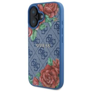 Guess GUHMP16SP4ROPEMCB Apple iPhone 16 6.1" blue kietas dėklas 4G Flowers Print MagSafe - Image 2