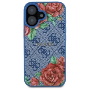Guess GUHMP16SP4ROPEMCB Apple iPhone 16 6.1" blue kietas dėklas 4G Flowers Print MagSafe - Image 3